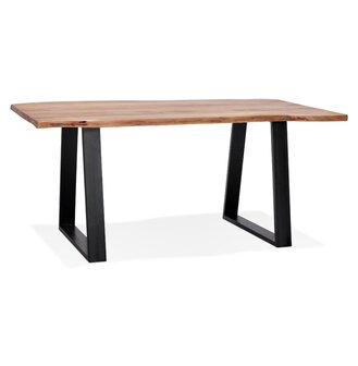 Industri&euml;le eettafel &#039;RAFA&#039; van massief hout en metaal - 160x90 cm