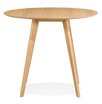 Table de cuisine ronde &#039;MIDY&#039; finition naturelle style scandinave - &oslash; 90 cm