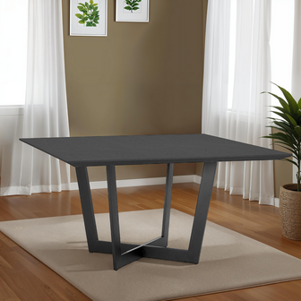 Vierkante eettafel &#039;ANITA&#039; van hout en zwart metaal - 140x140 cm