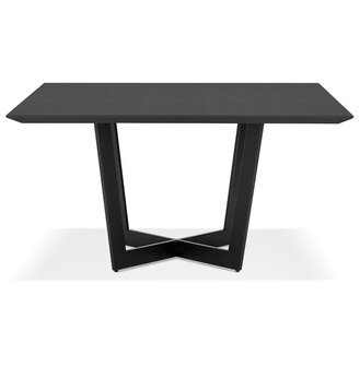 Vierkante eettafel &#039;ANITA&#039; van hout en zwart metaal - 140x140 cm