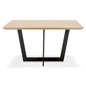 Vierkante eettafel &#039;ANITA&#039; van natuurkleurig afgewerkt hout en zwart metaal - 140x140 cm