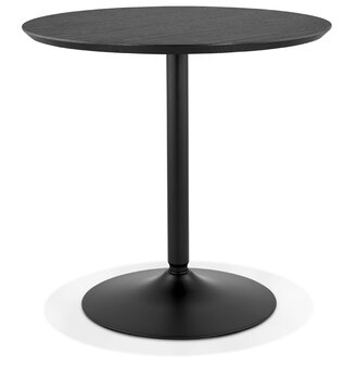 Ronde design tafel &#039;HUSH&#039; van hout en zwart metaal - &Oslash; 80 cm