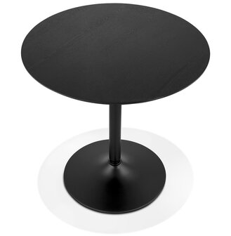 Ronde design tafel &#039;HUSH&#039; van hout en zwart metaal - &Oslash; 80 cm