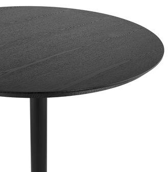 Ronde design tafel &#039;HUSH&#039; van hout en zwart metaal - &Oslash; 80 cm