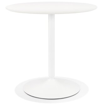 Ronde designtafel &#039;CHIVA&#039; van hout en wit metaal - &Oslash; 80 cm