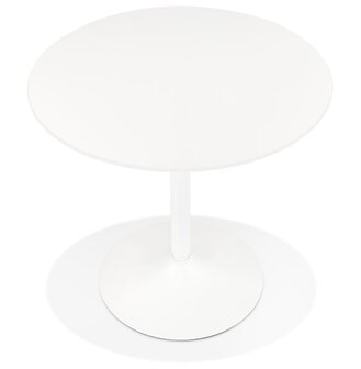 Ronde designtafel &#039;CHIVA&#039; van hout en wit metaal - &Oslash; 80 cm