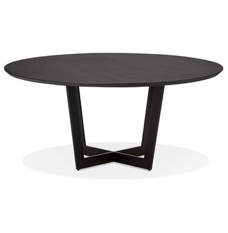 Ronde eettafel &#039;LULU&#039; van zwart metaal en hout - &Oslash;140 cm