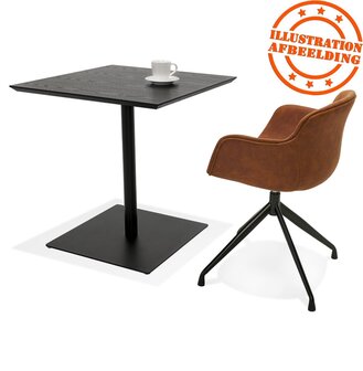 Vierkante design tafel &#039;SUMO&#039; in zwart hout en metaal - 70x70 cm