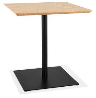 Vierkante design tafel &#039;SUMO&#039; in natuurkleurig hout en zwart metaal - 70x70 cm