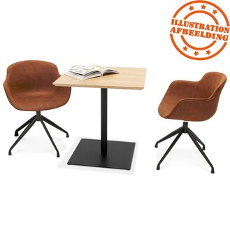 Vierkante design tafel &#039;SUMO&#039; in natuurkleurig hout en zwart metaal - 70x70 cm
