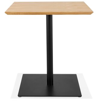Vierkante design tafel &#039;SUMO&#039; in natuurkleurig hout en zwart metaal - 70x70 cm