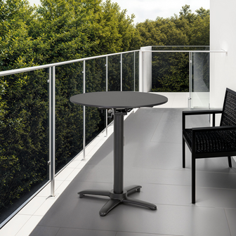 Table de terrasse pliable &#039;COMPAKT&#039; ronde noire - &Oslash; 68 cm