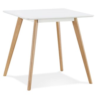 Kleine houten eettafel &#039;GENIUS&#039; met witte afwerking - 80x80 cm