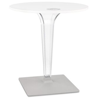 Witte ronde terrastafel &#039;LIMPID&#039; voor binnen/buiten - &Oslash; 68 cm