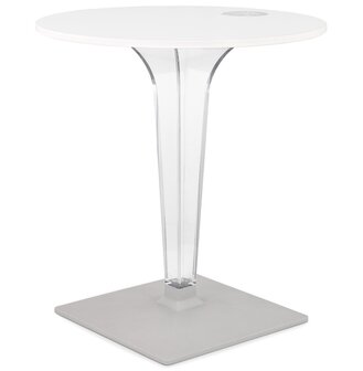 Witte ronde terrastafel &#039;LIMPID&#039; voor binnen/buiten - &Oslash; 68 cm
