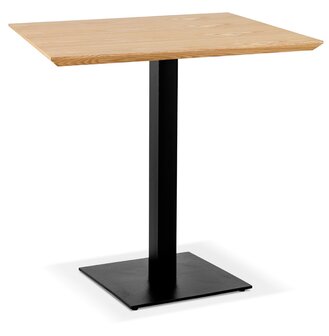 Vierkant eettafeltje &#039;REGIS&#039; van natuurlijk afgewerkt hout en zwart gietijzer - 70x70 cm