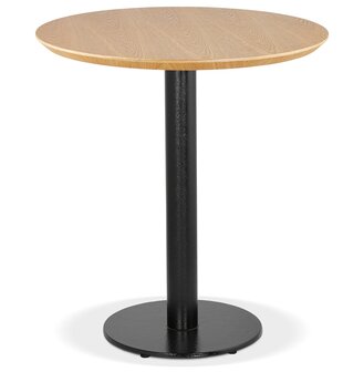 Rond eettafeltje &#039;BASTILLE&#039; van natuurlijk afgewerkt hout en zwart gietijzer - &Oslash; 60 cm