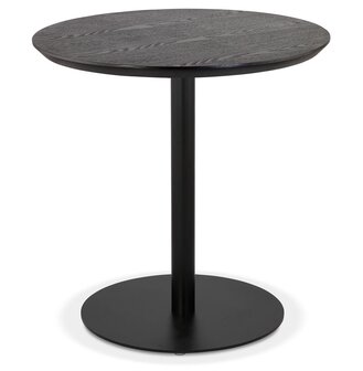 Rond eettafeltje &#039;DEXTER&#039; van zwart hout en metaal - &Oslash; 60 cm