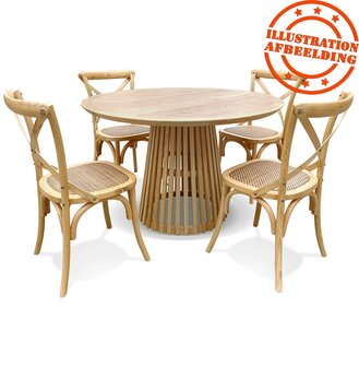 Ronde eettafel &#039;PERI&#039; van natuurlijk hout - &oslash; 120 cm