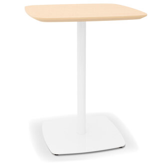Kleine eettafel &#039;PATATI&#039; in hout met natuurlijke afwerking en wit metaal - 60X60 CM