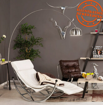 Boogvormige design lamp &#039;XXL&#039; uit geborsteld staal in retro jaren &#039;70-stijl