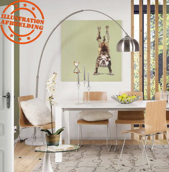 Boogvormige design lamp &#039;XXL&#039; uit geborsteld staal in retro jaren &#039;70-stijl