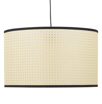 Ronde hanglamp &#039;GOBU&#039; van natuurlijk rotan en zwarte structuur