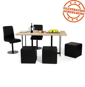 Poef &#039;CUBE&#039; voor de woonkamer uit zwart imitatieleder