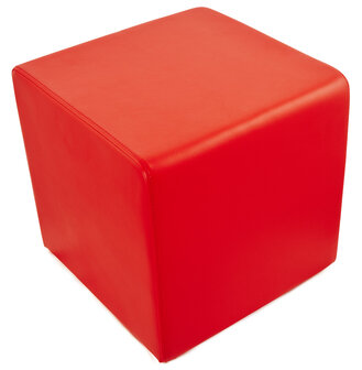 Poef &#039;CUBE&#039; in rood kunstleer