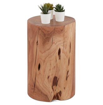 Bijzettafel / Boomstamkrukje &#039;STOLY&#039; van natuurlijk afgewerkt massief hout