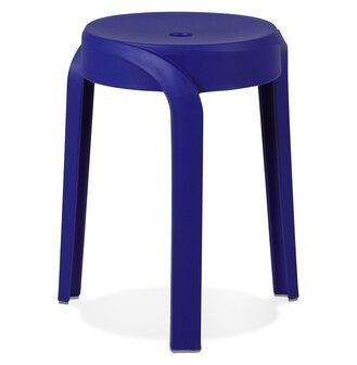 Stapelbare lage kruk &#039;POMPA&#039; van donkerblauwe kunststof