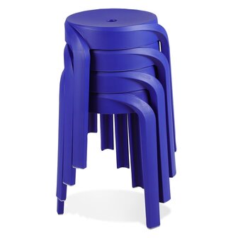 Stapelbare lage kruk &#039;POMPA&#039; van donkerblauwe kunststof