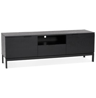 Design tv-meubel &#039;CATODIK&#039; van hout en zwart metaal
