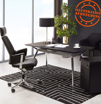 Ergonomische bureaustoel &#039;VIP&#039; in echt zwart leder.