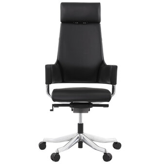 Ergonomische bureaustoel &#039;VIP&#039; in echt zwart leder.