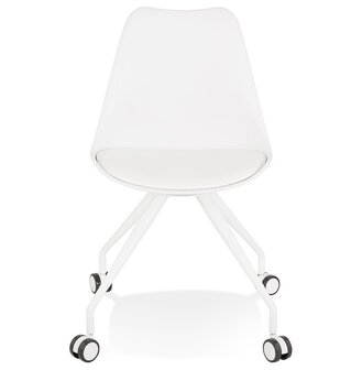 Witte bureaustoel op wieltjes &#039;SKIN&#039; met metalen frame