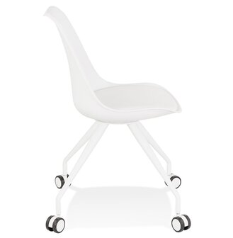 Witte bureaustoel op wieltjes &#039;SKIN&#039; met metalen frame