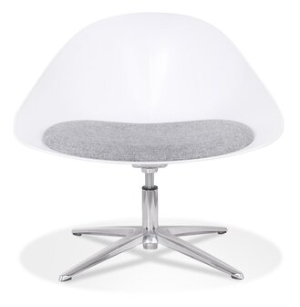 Design loungestoel &#039;DAPHNE&#039; van witte kunststof en grijze stof