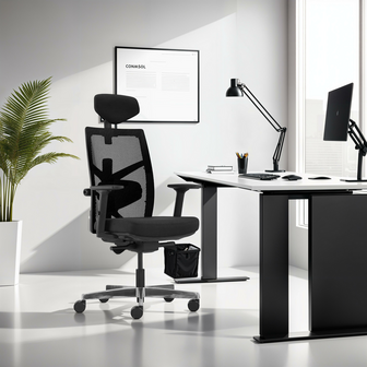 Ergonomische bureaustoel &#039;IMPERO&#039; van zwarte stof