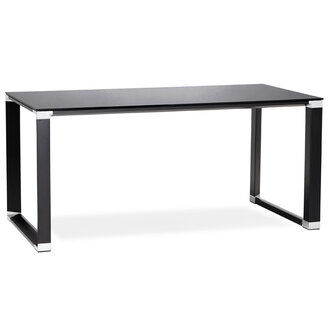 Design recht directiebureau &#039;XLINE&#039; van zwart glas - 160x80 cm