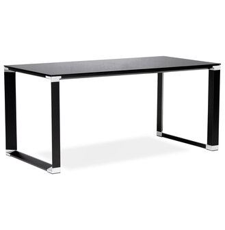 Design recht directiebureau &#039;XLINE&#039; van zwart glas - 160x80 cm