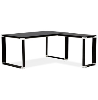 Design, hoekvormig directiebureau &#039;XLINE&#039; 160 van zwart hout (hoek naar keuze) - 160 cm