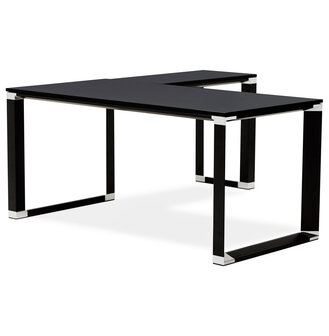 Design, hoekvormig directiebureau &#039;XLINE&#039; 160 van zwart hout (hoek naar keuze) - 160 cm