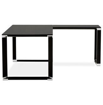 Design hoekbureau &#039;XLINE&#039; 160 van zwart glas (hoek naar keuze) - 160 cm
