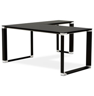 Design hoekbureau &#039;XLINE&#039; 160 van zwart glas (hoek naar keuze) - 160 cm