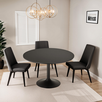 Ronde, zwarte bureau-/eettafel &#039;ATLANTA&#039; - &Oslash; 120 cm