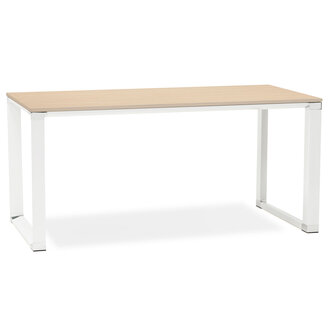 Recht design bureau &#039;XLINE&#039; met natuurlijke houten afwerking en wit metaal - 160x80 cm