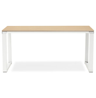 Recht design bureau &#039;XLINE&#039; met natuurlijke houten afwerking en wit metaal - 160x80 cm