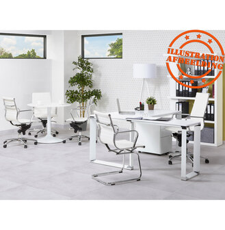 Recht design bureau &#039;XLINE&#039; met notenhouten afwerking en wit metaal - 160x80 cm