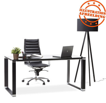 Recht design bureau &#039;XLINE&#039; met natuurlijke houten afwerking en zwart metaal - 160x80 cm